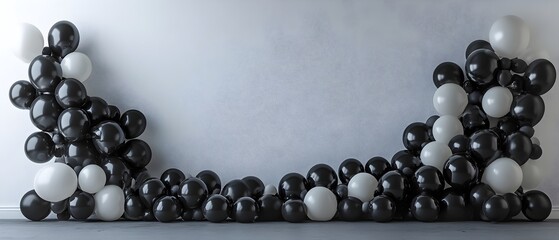 Poster - Monochromatic balloon arch backdrop with sleek  minimalist designs and seamless color transitions  creating a refined  sophisticated  and stylish atmosphere perfect for high end events