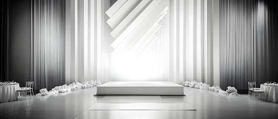 Poster - Sleek and Minimalist Monochromatic Backdrop Design with Clean Lines and Geometric Shapes Creating a Sophisticated and Stylish Event Setting