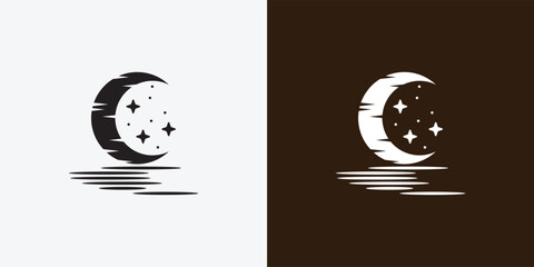 Canvas Print - Moon logo design template. Crescent moon logo.