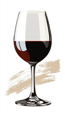  A glass of red wine atop a white table, adjacent to a bottle and another glass, both filled with red wine