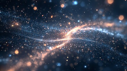 Poster - Abstract background with glowing lights and particles.