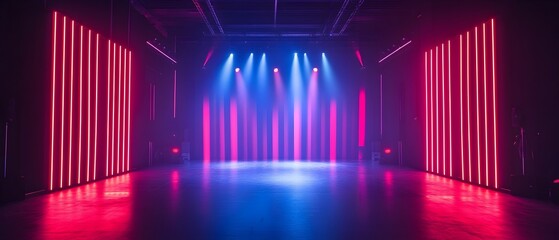 Poster - Captivating digital backdrop featuring a dark minimalist design with sleek lines vibrant LED accents and a glossy futuristic aesthetic   perfect for a polished
