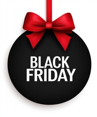 Aufkleber - Black round ball with a red bow and the text 