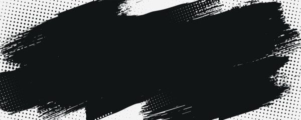 Aufkleber - Background for text. Isolated grunge traces banners set. Black paint. abstract splatter grunge with halftone effect. Brush ink stroke