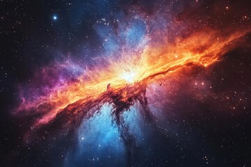 Wall Mural - endless cosmic expanse swirling nebulae in vibrant hues distant galaxies and celestial bodies floati