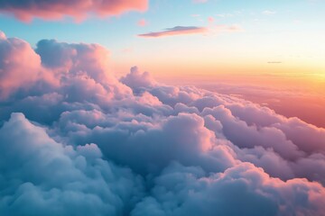 Wall Mural - flying in bright sunset clouds