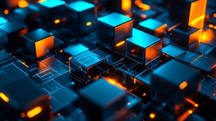 Poster - Dive deep into a vibrant digital landscape that is beautifully filled with intricate microchips and glowing networks, all unified in a cuttingedge cyber design that truly captivates the imagination
