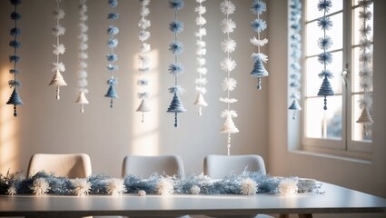 Festive Hanukkah Decorations in Blue and White with Sparkling Lights