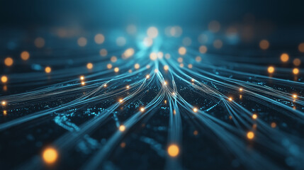 A computer generated image of a network of wires with bright orange