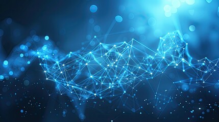 Abstract blue technology background with connection lines and dots