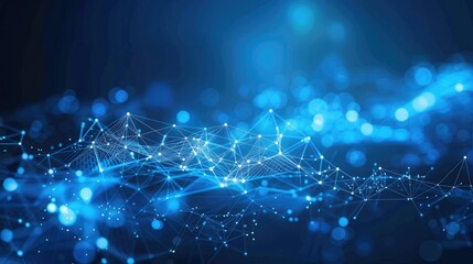 Abstract blue technology background with connection lines and dots