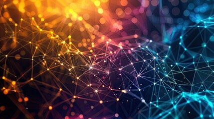 Abstract digital technology background with network colorful connection lines