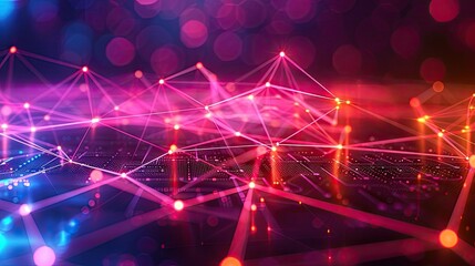 Abstract digital technology background with network colorful connection lines