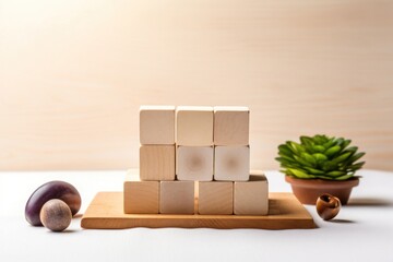 Wall Mural - Wellness sign with wooden cubes food container produce.