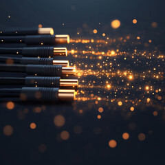 Wall Mural - A series of cables are shown with a lot of sparkles in the background