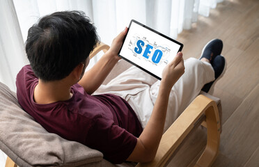 Poster - seo search engine optimization for modish e-commerce and online retail business showing on computer 