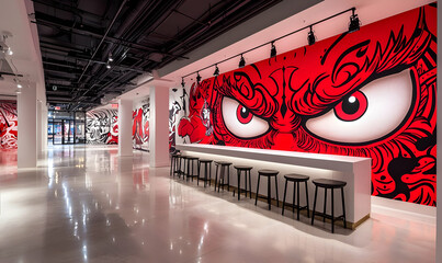 Poster - Dynamic mural depicting the transformative effects of AI on society, vibrant colors, intricate designs, showcasing technology's influence on daily life