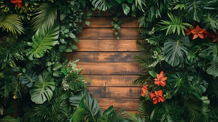 Poster - lush tropical backdrop featuring a natural display of verdant foliage vibrant botanical elements and