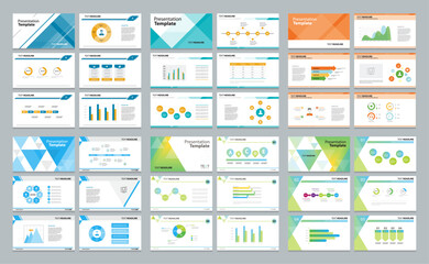 Aufkleber - Set business presentation design template backgrounds and page layout design for brochure, book, magazine, annual report and company profile, with info graphic elements graph design 