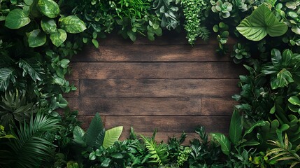 Poster - lush verdant botanical backdrop with a variety of vibrant green leaves foliage and plants set agains