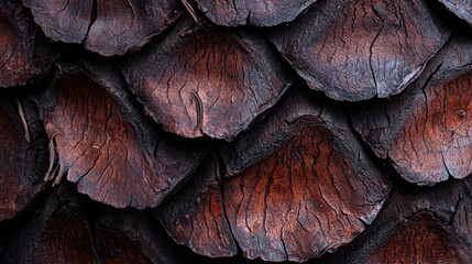 Wall Mural -  A tight shot of tree bark, appearing sliced open, revealing an intricate pattern