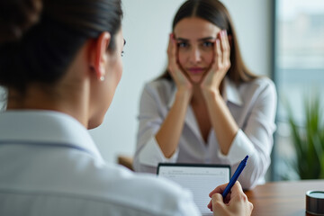 worried woman consulting a doctor