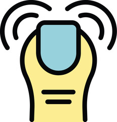 Poster - This icon represents the action of pressing a touch screen with a finger, with feedback waves emanating from the point of contact