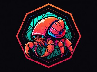 Poster - Cybernetic Crab in Hexagon Frame