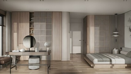 Modern bedroom in a luxurious style concept..