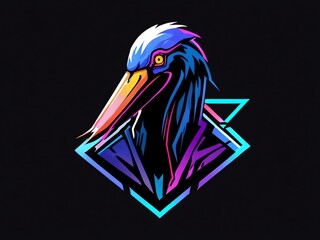 Canvas Print - Neon Bird Mascot Logo Design