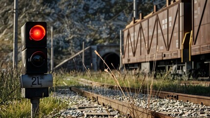 Red light railroad crossing..