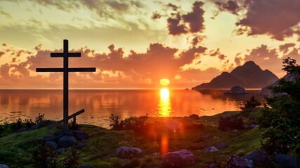 a cross in the sunset..