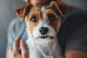 Puppys Attentive Gaze,  Looking Up at Human Companion