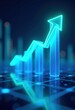 © val - A futuristic representation of a growth graph, illustrating financial progress and data analysis in a digital landscape.