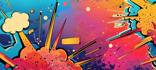 Wall Mural - vibrant 90s comic book explosion background for posters, cards, and banners