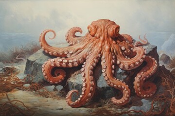 Wall Mural - Octopus animal art invertebrate.