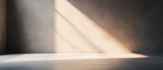 Poster - A serene interior showcasing soft light streaming through a shadowed space, highlighting textures and creating a calm atmosphere.