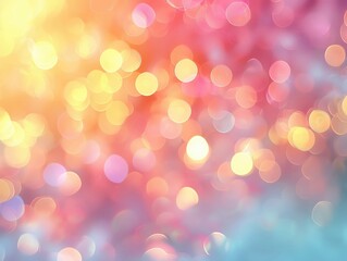 Poster - Vibrant bokeh background featuring soft colors of pink, orange, and blue, ideal for creating a dreamy or festive atmosphere.