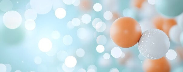 Poster - Radiant Flow of Luminous Orbs - Soft Sparkling Particles Create a Calming Abstract Background for Relaxation and Inspiration
