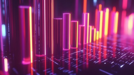 Fototapete - Vibrant Data Visualization with Neon Glow Effects
