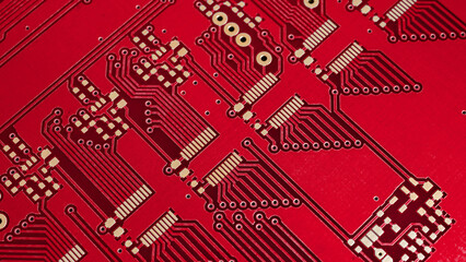 red printed circuit board. background or texture