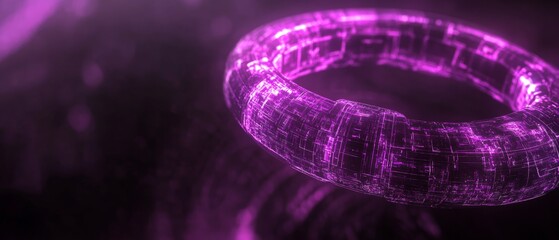 Poster - Glowing Purple Neon Ring. Futuristic Cyberpunk Design
