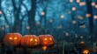 © AkuAku - Pumpkins in front of a spooky forest at night