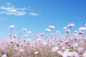 Poster - Flower field sky backgrounds grassland.