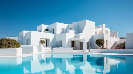 Poster - Minimalist architecture  modern structures with clean lines and calm tones under a clear sky
