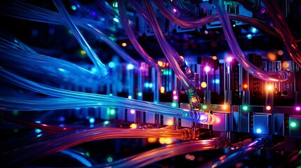 Wall Mural - electronic connection with data transfer, network and communication