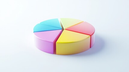 Poster - Colorful 3D Pie Chart Model on White Background