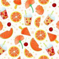 Seamless pattern of abstract hand drawn strawberries on white background 2 6