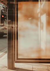 Canvas Print - Bus stop vertical billboard outdoors street architecture.