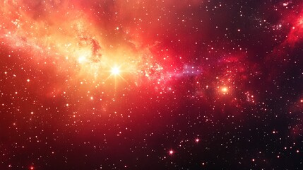 A red space background with stars and a galaxy 